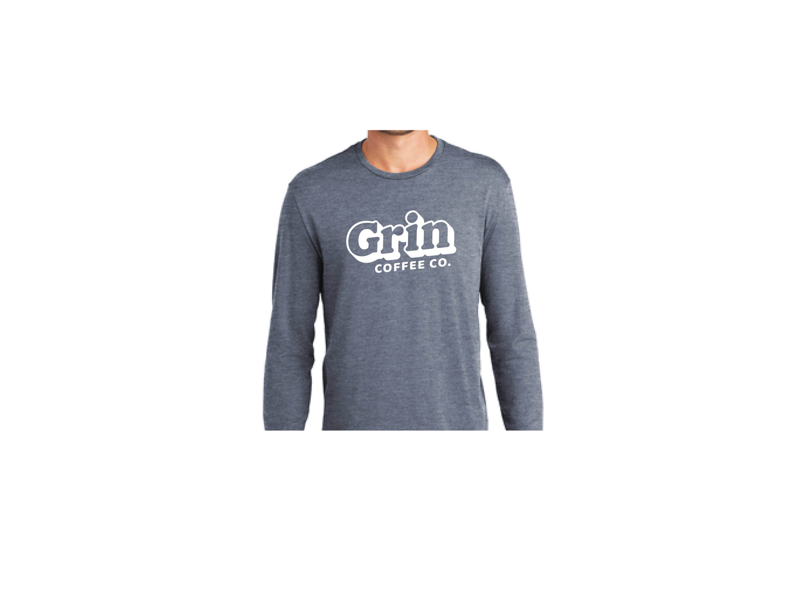 logo grin coffee sleeve t-shirt | | long happy grin navy cultivate